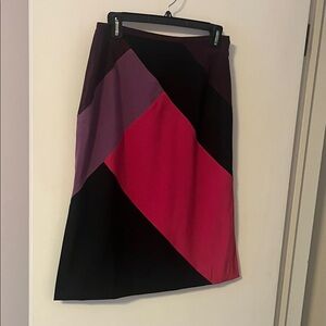 Vintage Casual Corner Color Block Skirt - Black, Purple, Pink